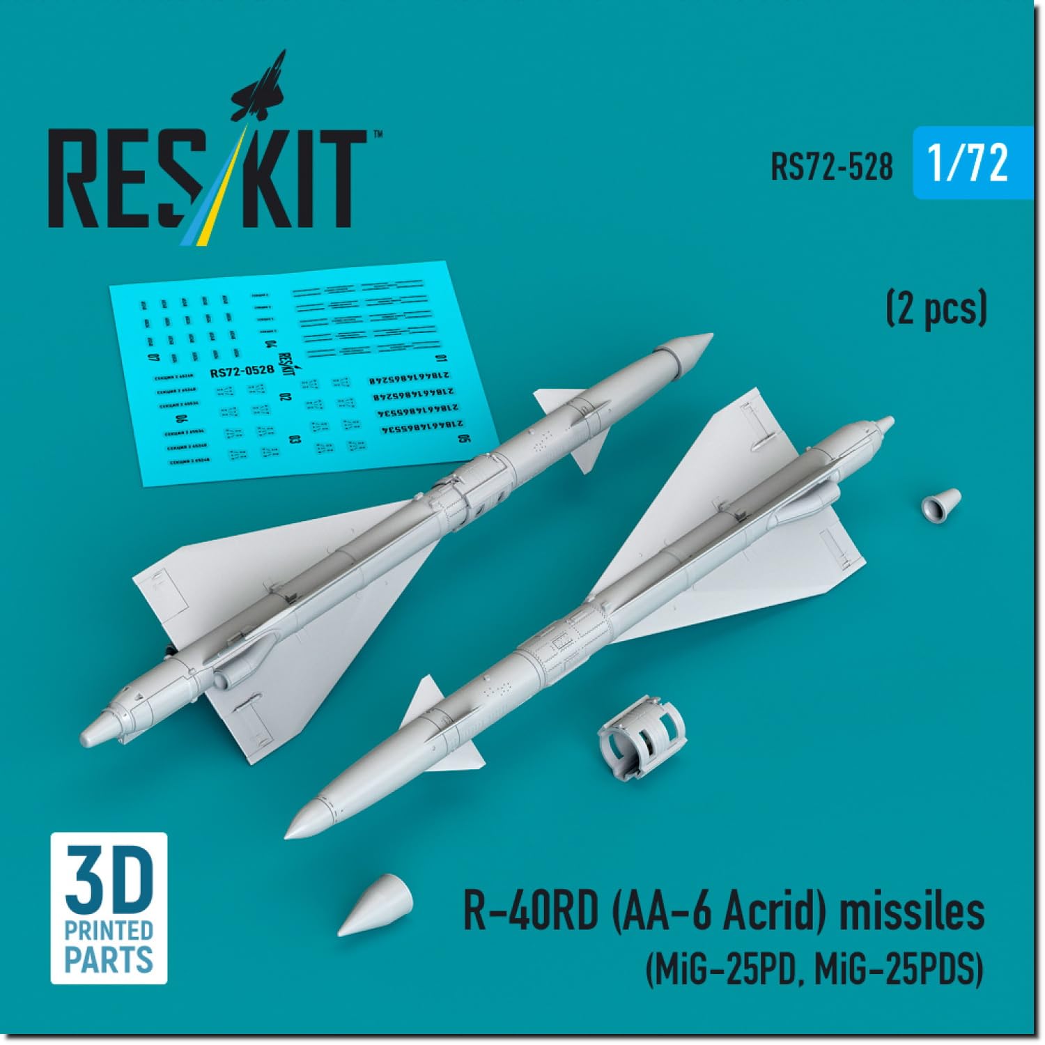 

Reskit Acrid Radar Guided Missile 2pcs Plastic Model Parts 1/72 R-40RD AA-6 Semi-Active Air-to-Air (for MiG-25PD/PDS) RSK72-0528 (Airplane)