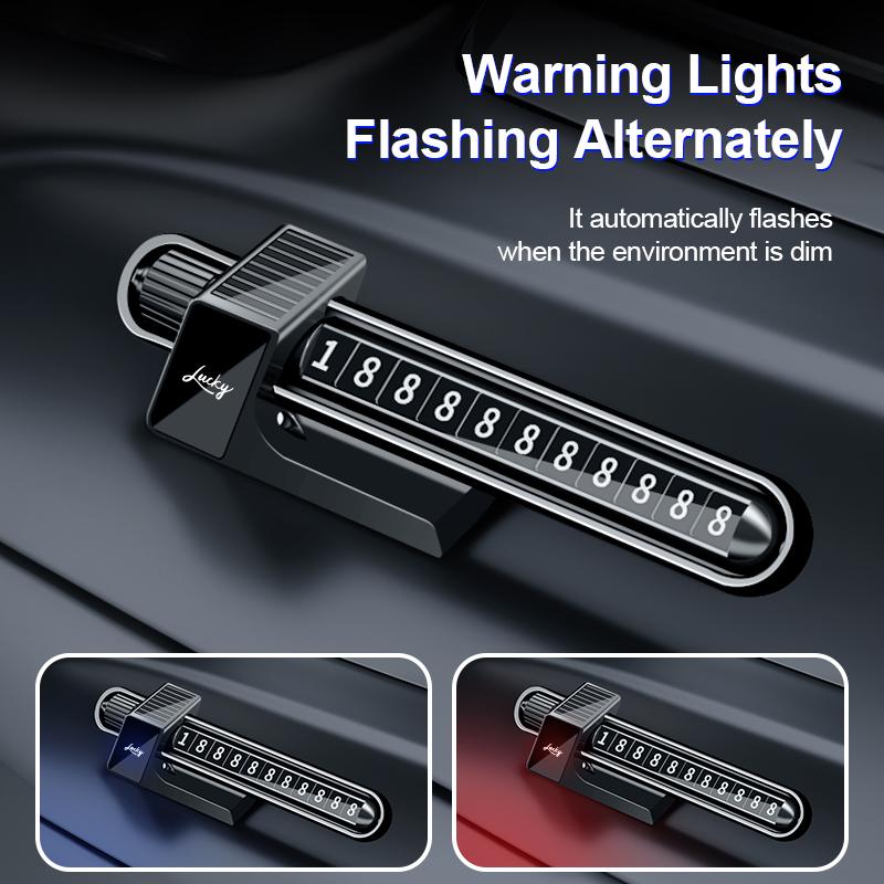 Temporary Parking Card Magnetic Car Phone Number Plate Solar Energy Car Accessories with LED Light Parking Phone Number Plate