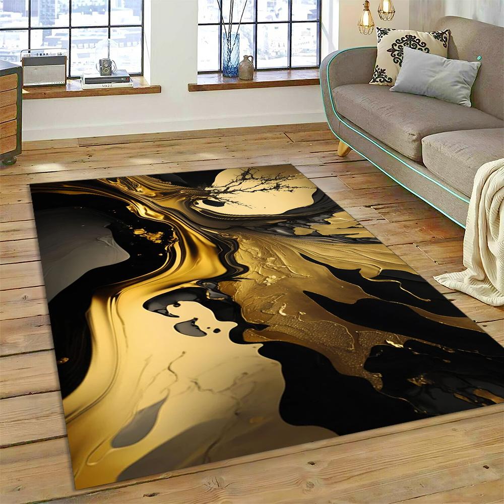 3D Barevná Mramorová Mapa Světa Modrá Zelená Zlatá Koberec Kobereček pro Domov Obývací Pokoj Ložnice Pohovka Rohožka Dekor, Dětský Koberec Protiskluzová Podložka