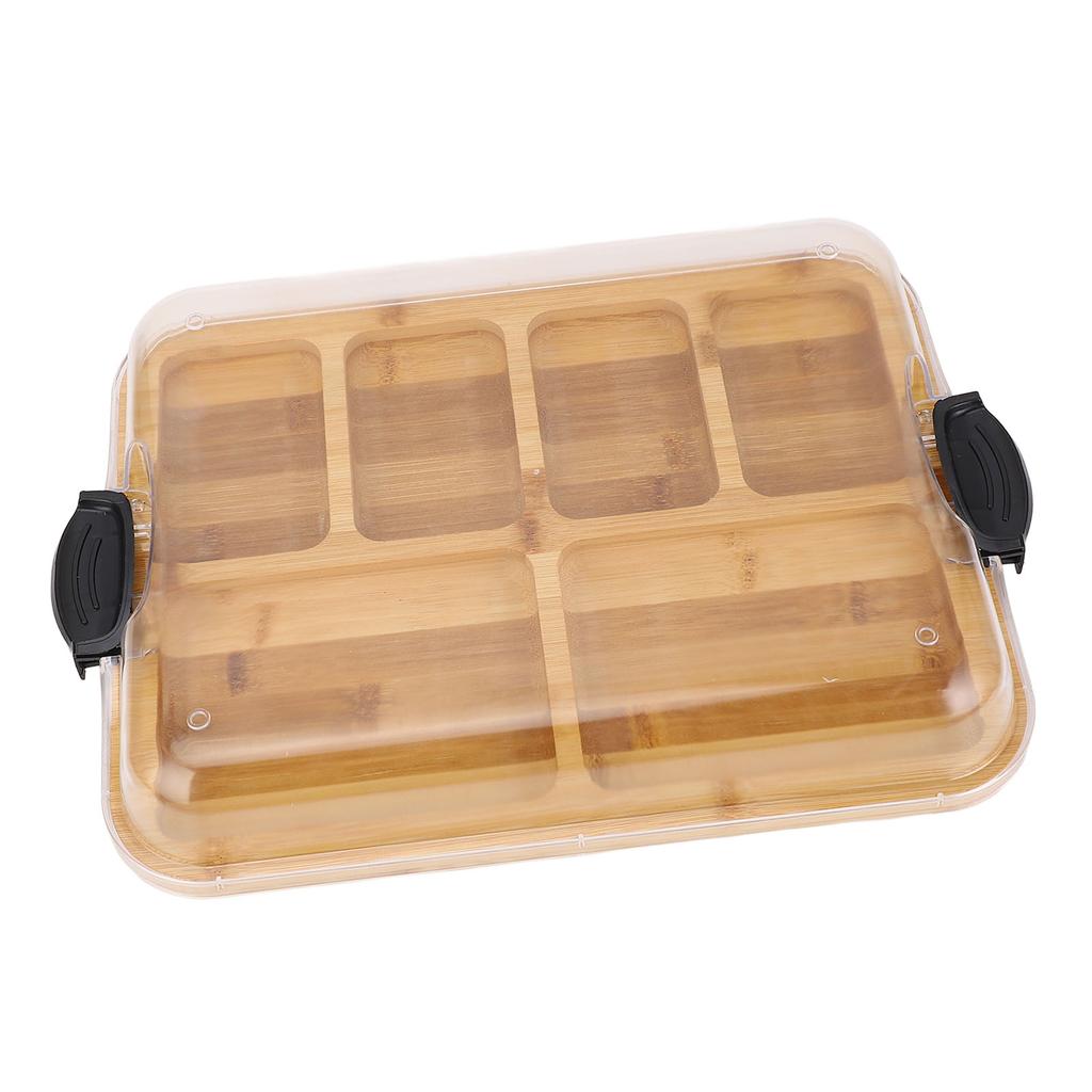 Wurstplatte mit eingebauten Fächern Klarsichtiger abschließbarer Deckel Beidseitiges Bambus-Schneidebrett Käsebrett