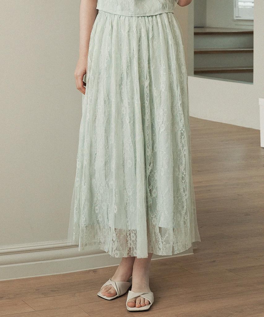 MICANE Bird Lace Blouse-Long Skirt Set