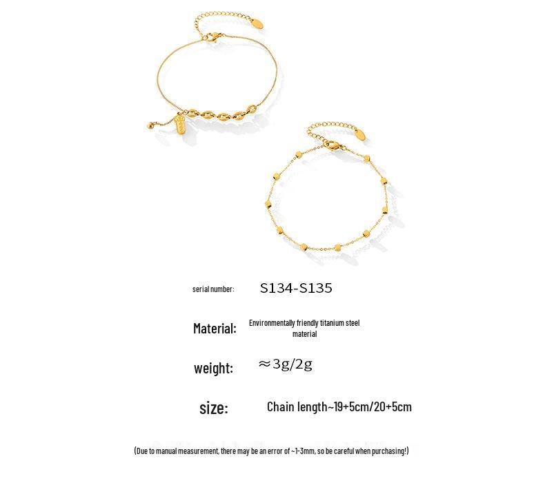 Women's Trendy Titanium Steel Square Anklet with Non-Fading Sign Pendant