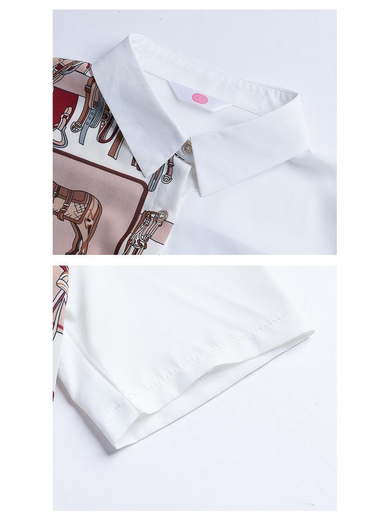 Women's Short Sleeve Chiffon Cardigan - New Summer Korean Print, Fashionable, Loose, Versatile Western Style Top.
