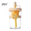 Glass Infuser Bottle for Green Tea Lovers Straw Cup, with Detachable Filter, Macaron Color Flower Cute Floral Women Decor, Portable Heat Resistant