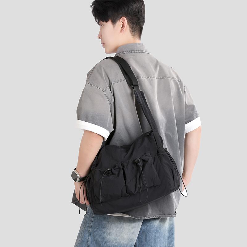 Women's Drawstring Shoulder Bag Sports Crossbody Bag Lightweight Storage Bag