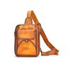 Whatna Sac à bandoulière en cuir de vachette naturel tanné de style antique pour hommes, 3 façons, bandoulière, mini sac banane, sac de poitrine, cuir véritable, épais,