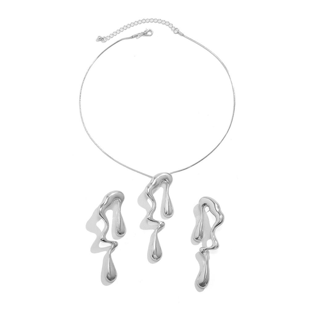 Sweet And Cool Design Sense Liquid Metal Wind Neck Chain Necklace Irregular Water Drop Lava Necklace Female