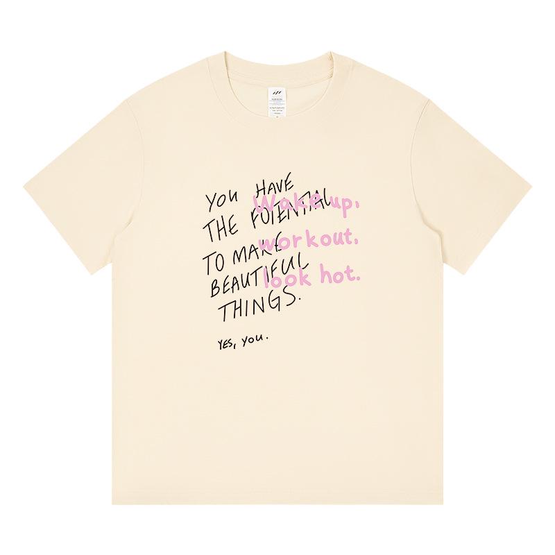 Trendy Women's Loose-Fit Cotton Short-Sleeve T-Shirt with Chic Print Design