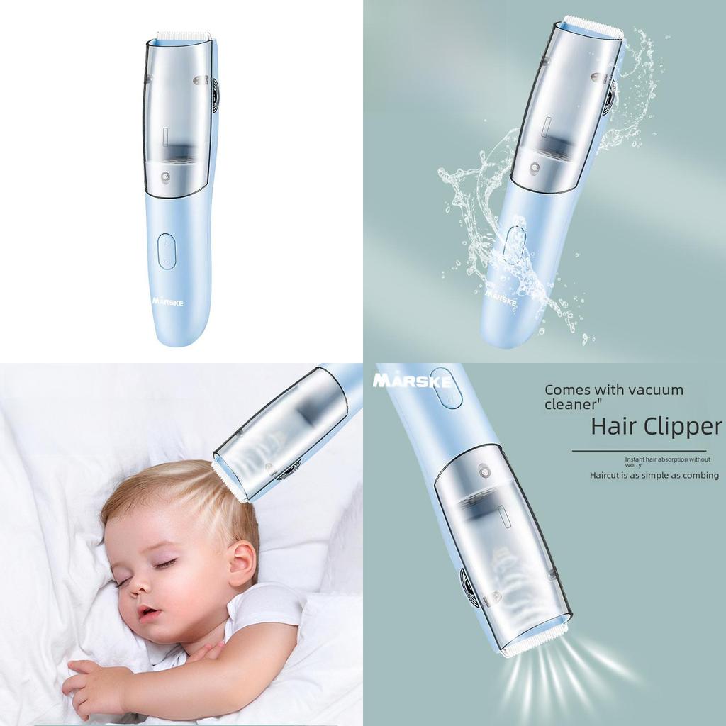 Wiederaufladbarer Baby-Haarschneider Wasserdicht USB Blaue Keramikklinge Leiser Motor
