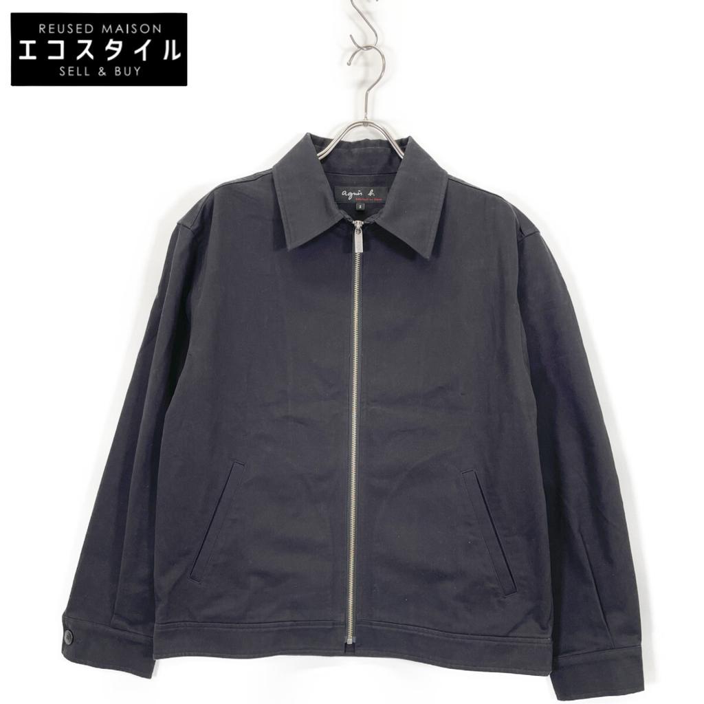 agnes b. XD53UU49 H24 Black Chet Zip-Up Blouson Jacket 3 blackUsed