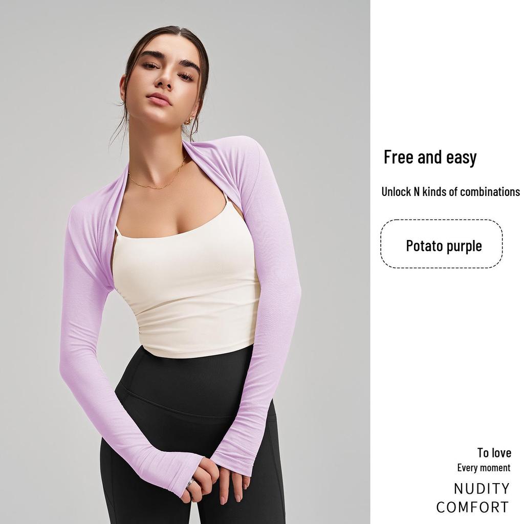 Curated Sports Long Sleeve Yoga Cardigan - Solid Color Shawl for Armpit Coverage & Training