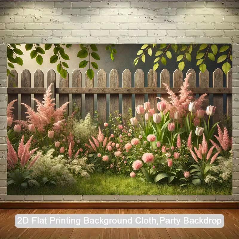 2D Romantic Wisteria Arch Backdrop Garden Swing Wedding Photo Background