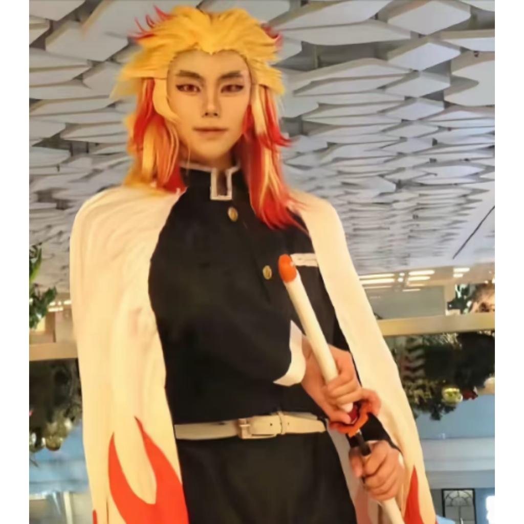 Anime Train Mugen Demon Slayer Rengoku Kyojuro Cosplay Costumes Kimetsu No Yaiba Robe Suits For Adult Kids Wigs Cos Outfit Party
