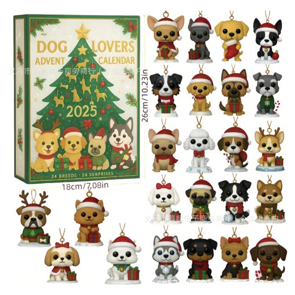 New Product: 2025 Dog Lovers' Advent Calendar Blind Box Acrylic Flat Pendant Christmas Decorations Christmas Gifts