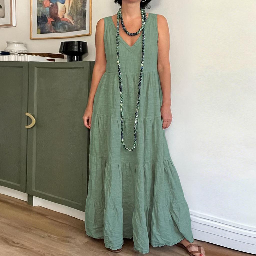 Dress For Women Long Boho Beach Dress Elegant Maxi Dress V,Neck Sleeveless Dress