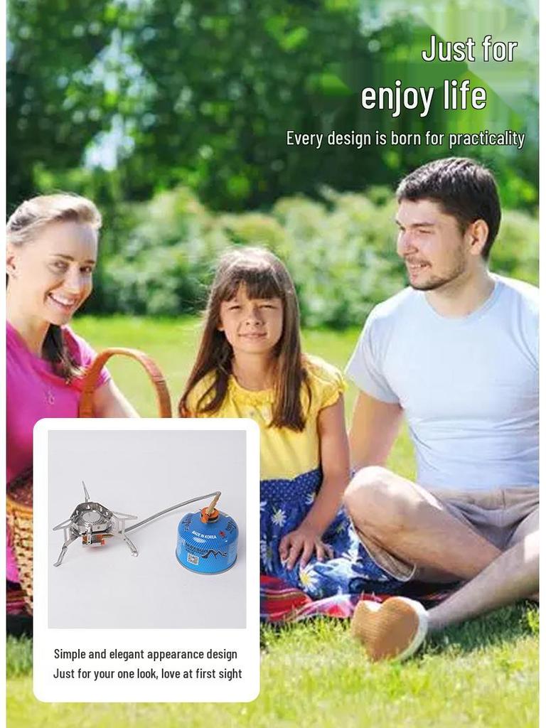 Portable Windproof High-Fire Mini Camping Gas Stove - Stainless Steel Foldable Design