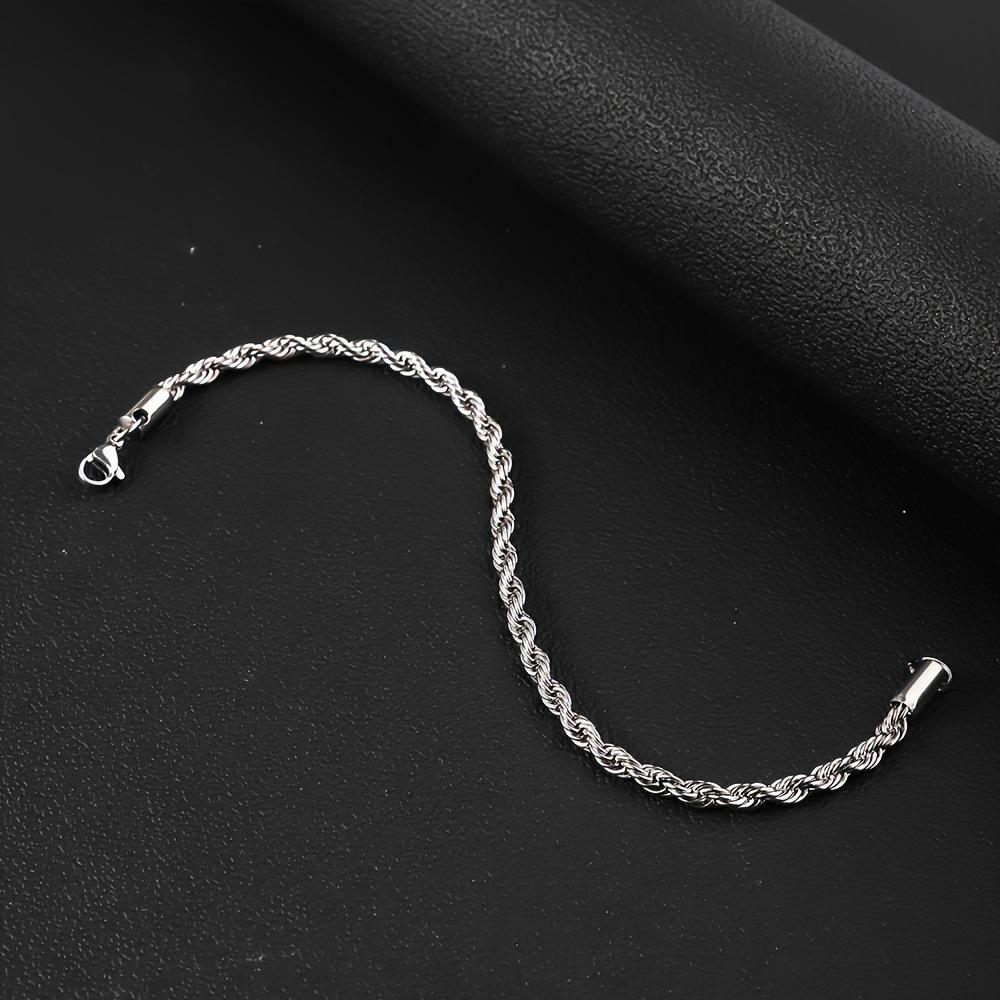 Stainless Steel Rope Chain Bracelet: European & American Style, 3mm/4mm/6mm, Simple Luxury Design