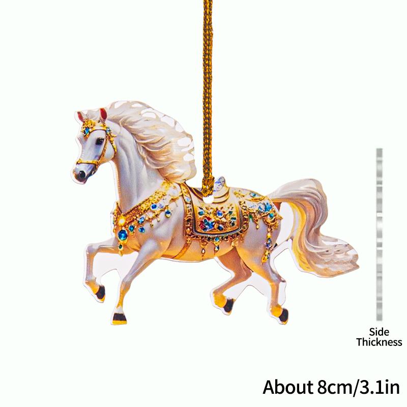 2D Acrylic Horse Pendant Christmas Tree Ornament New Year Decoration Navidad Party Decoration Xmas Ornament Charms Supplies