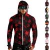 Men's Casual Raglan Sleeve Hooded Long Sleeve Sun Protection Jacket Halloween Pumpkin Print Full Zip Lightweight Outerwear