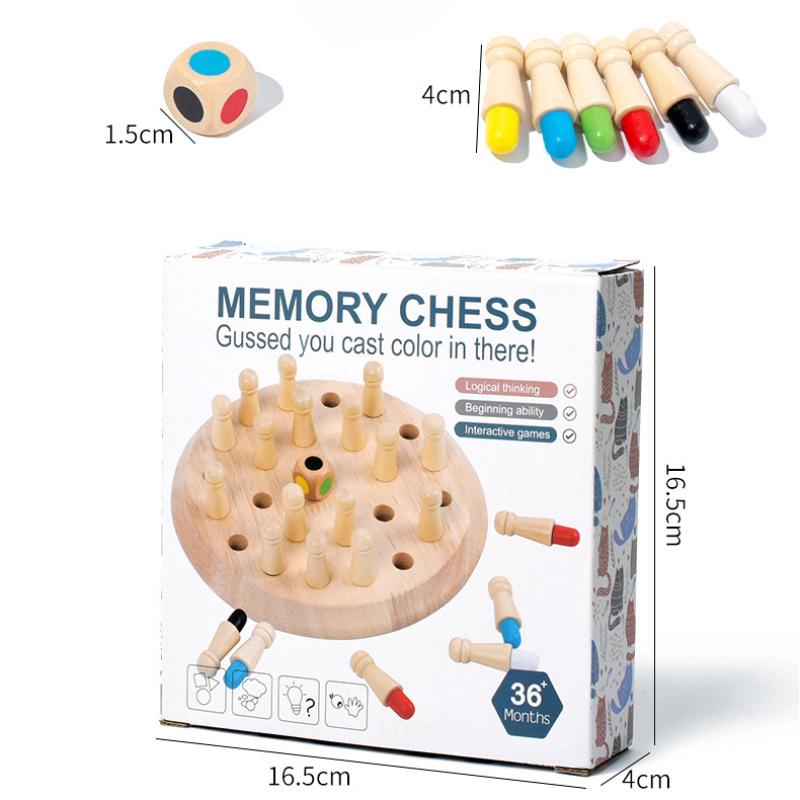 Montessori Kinder Holz Früherziehung Puzzle Memory Schach Spielzeug, Konzentration Eltern-Kind-Interaktion Spaß Spiel Schach