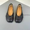 Fashion Wrinkles Tabi Ninja Shoes 2025 Women Cozy Leather Flats Split Hoof Toe Loafers Femme Mary Jeans Mocasines Ladies Ballerina Shoe
