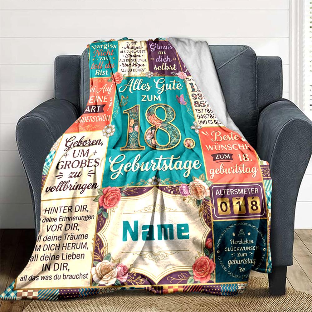18Th Birthday Floral Celebration Personalized Name Blankets Soft And Comfortable Against The Skin Naps And The Office A Wonderful Gift For Friends