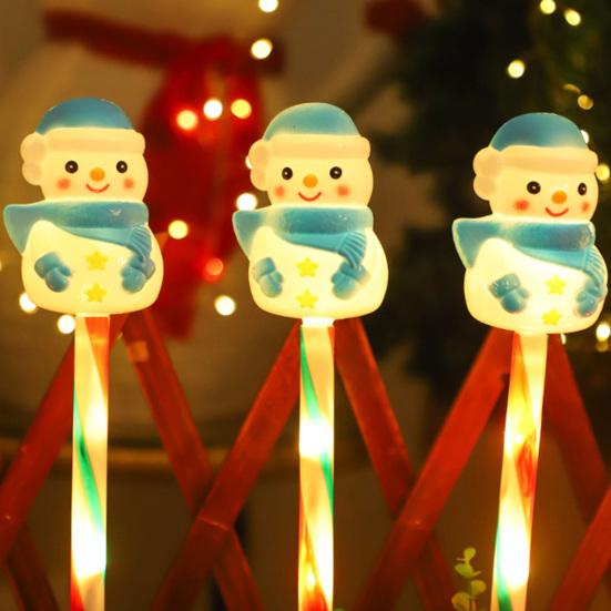 Solar Christmas Lawn Lights Santa Snowman Stake Lamps for Yard Outdoor Warm White LED Garden Lighting