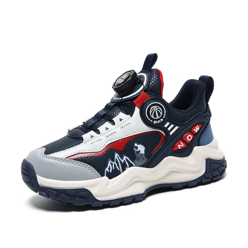 

Детские кроссовки для пешего туризма, кроссовки с технологией Knob, кожаные кроссовки для мальчиков и девочек, детские кроссовки для баскетбола, тенниса, бега, спортивные кроссовки 39 красный/синий