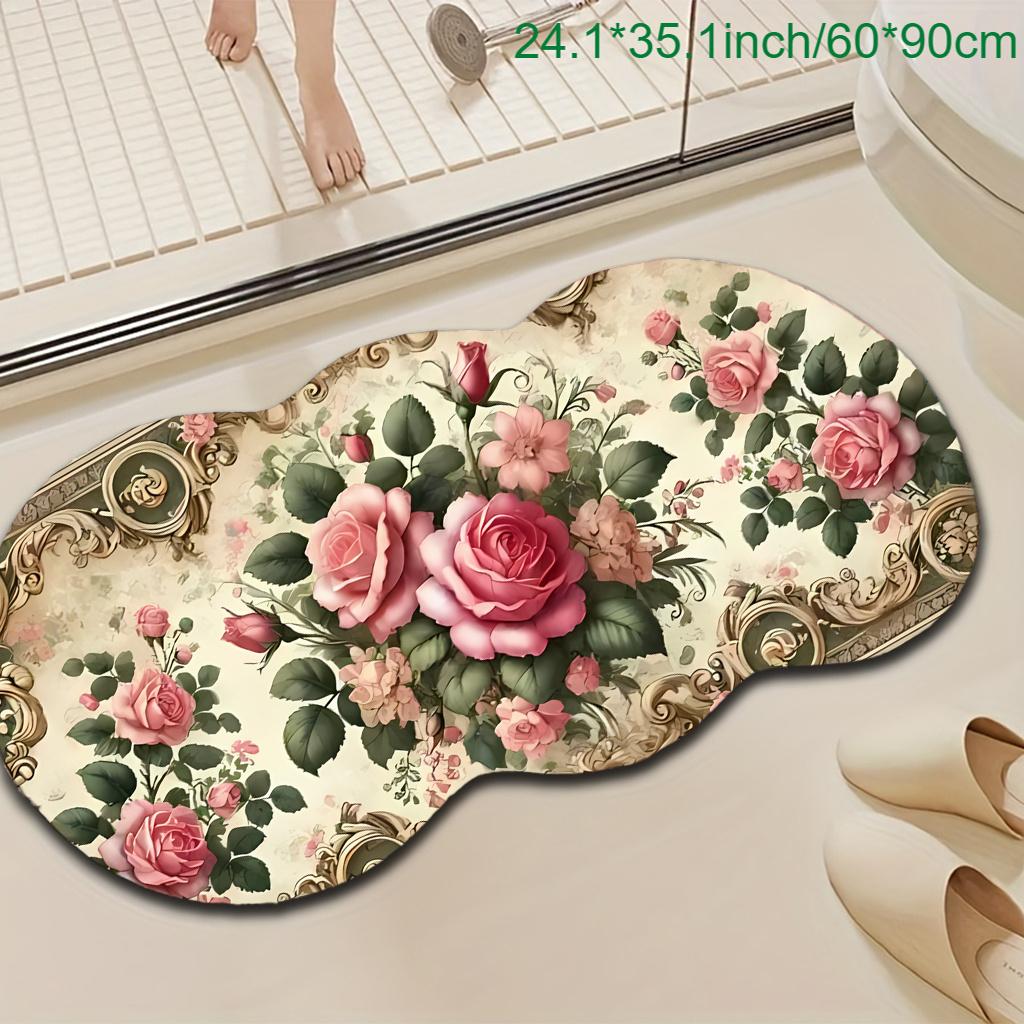 1pc Luxury Vintage Floral Carpet, Durable Non-Slip Washable Indoor Rug For All Seasons, Halloween Thanksgiving Christmas Decor