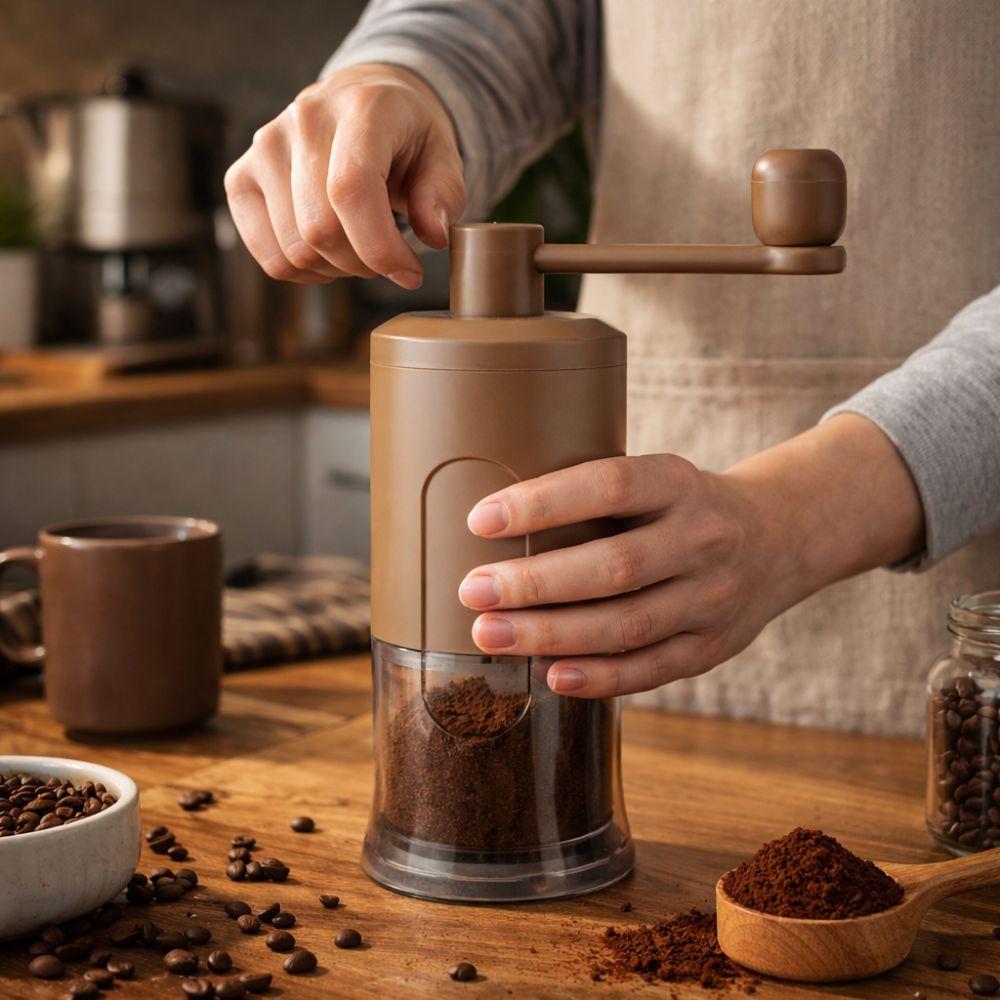 Clear Powder Container Manual Coffee Grinder Adjustable Grind Coffee Bean Grinder  Kitchen Use