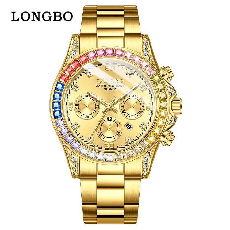 Longbo Men s Luxury Diamond-Accented Business Watch - Trendy and Popular Wristwatch