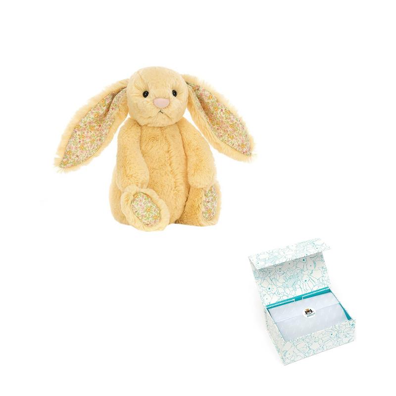 

JELLYCAT Серія Кроликів Бонні Квітковий Лимонний Кролик Супутник та Лялька для Комфорту Плюшева Лялька Висотою 30 см Blue Box