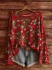 Women's Red Christmas Pattern Long-sleeved Sweater for Halloween and Christmas Atmosphere for Daily Wear