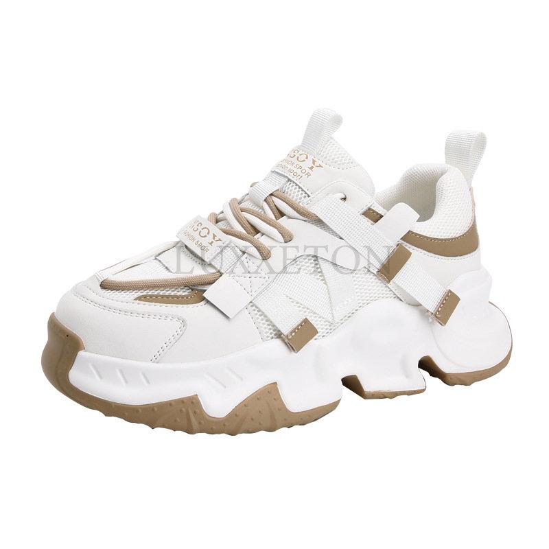 Baskets Chunky pour Femmes Maille Respirante Couleurs Mélangées Basket de Tennis Chaussures de Sport à Plateforme Tendance Cool Chaussures Féminines 2024 Nouveau