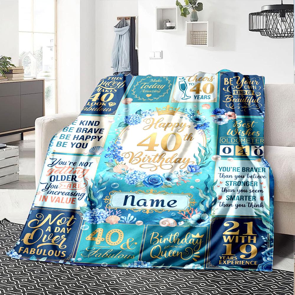 40Th Birthday Celebration Quotesblanket Warmthful Decor Great For Sofa Couch Office Bed Picnics Four Seasons Multipurpose Digital Print Birthday