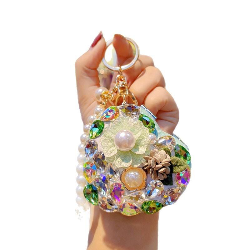 Schlüsselanhänger Schmuck aus Glas mit Herzdesign und Strasssteinen für Valentinstagsgeschenk