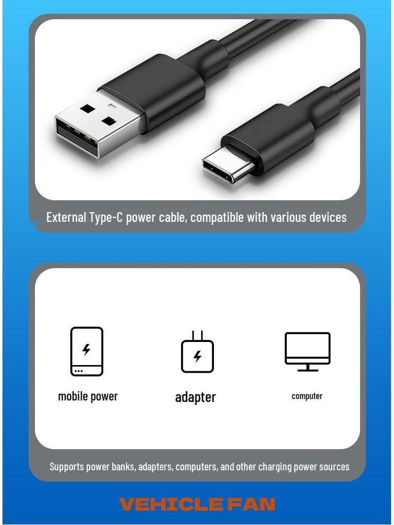 Dual-Head USB Rear Seat Fan for Car Cooling