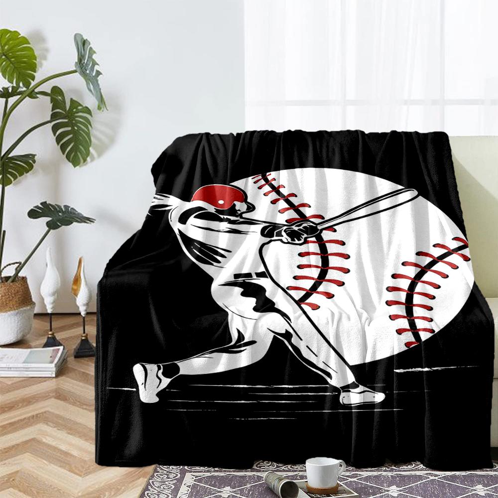 Baseball Theme Printed Blanket - Perfect for Couch, Bed, Travel & Outdoor Use | Machine Washable, Cozy & Durable.