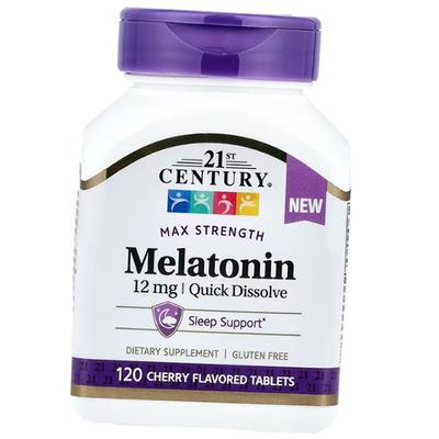 Melatonin zum Schlafen, Melatonin Max Strength 12, 120 Tabletten Kirsche (72440021)