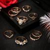 Retro Gold Women's Moonstone & Gem 9-Piece Ring Set