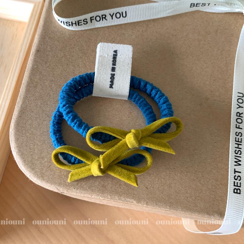 

Korean Style Velvet Bow Hair Ties Set - Candy Color, 2-Piece Ponytail Elastics