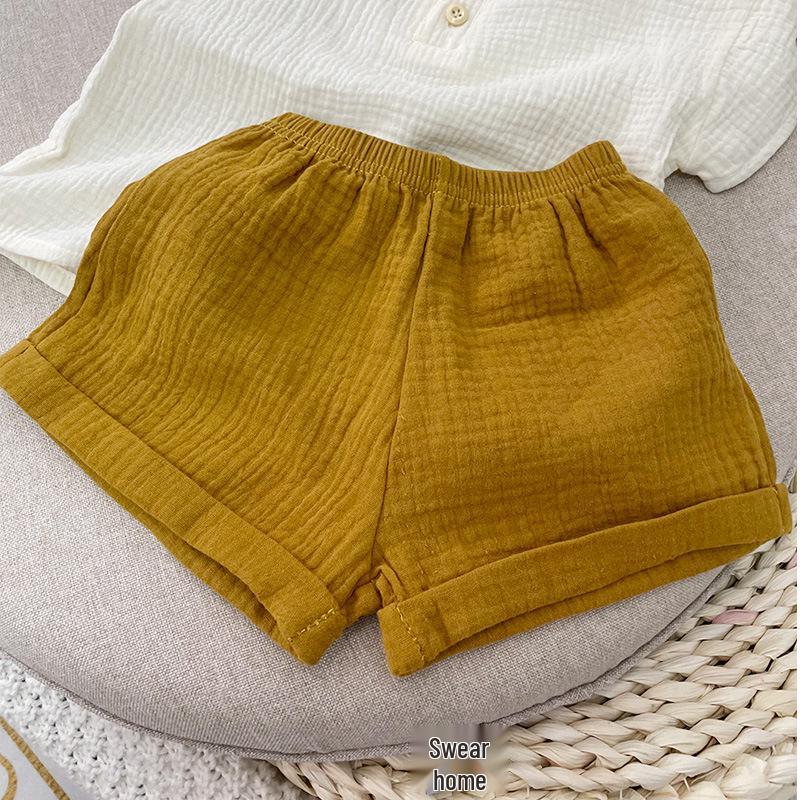 Summer Baby Cotton Gauze Short-Sleeve Two-Piece Set: Lightweight and Breathable for Boys and Girls