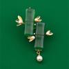 "Rise Step By Step, Ancient-style and National Trend Bamboo Brooch, Feminine Pearl Brooch, Light Luxury and High-end Sense Brooch.