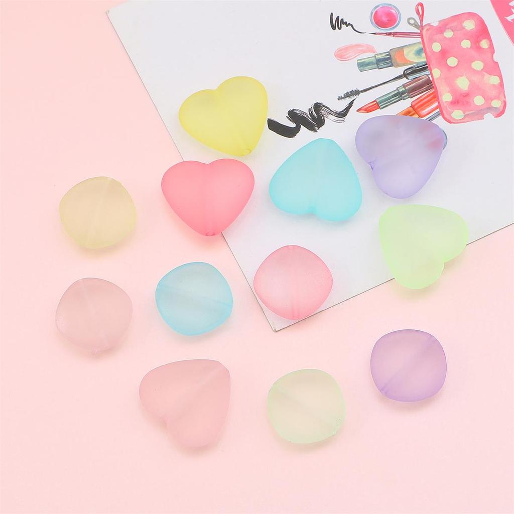 6Pcs Acrylic Frosted Beads Peach Heart Diamond Beads For DIY Necklace Bracelet Earrings Jewelry Making Craft Accessories