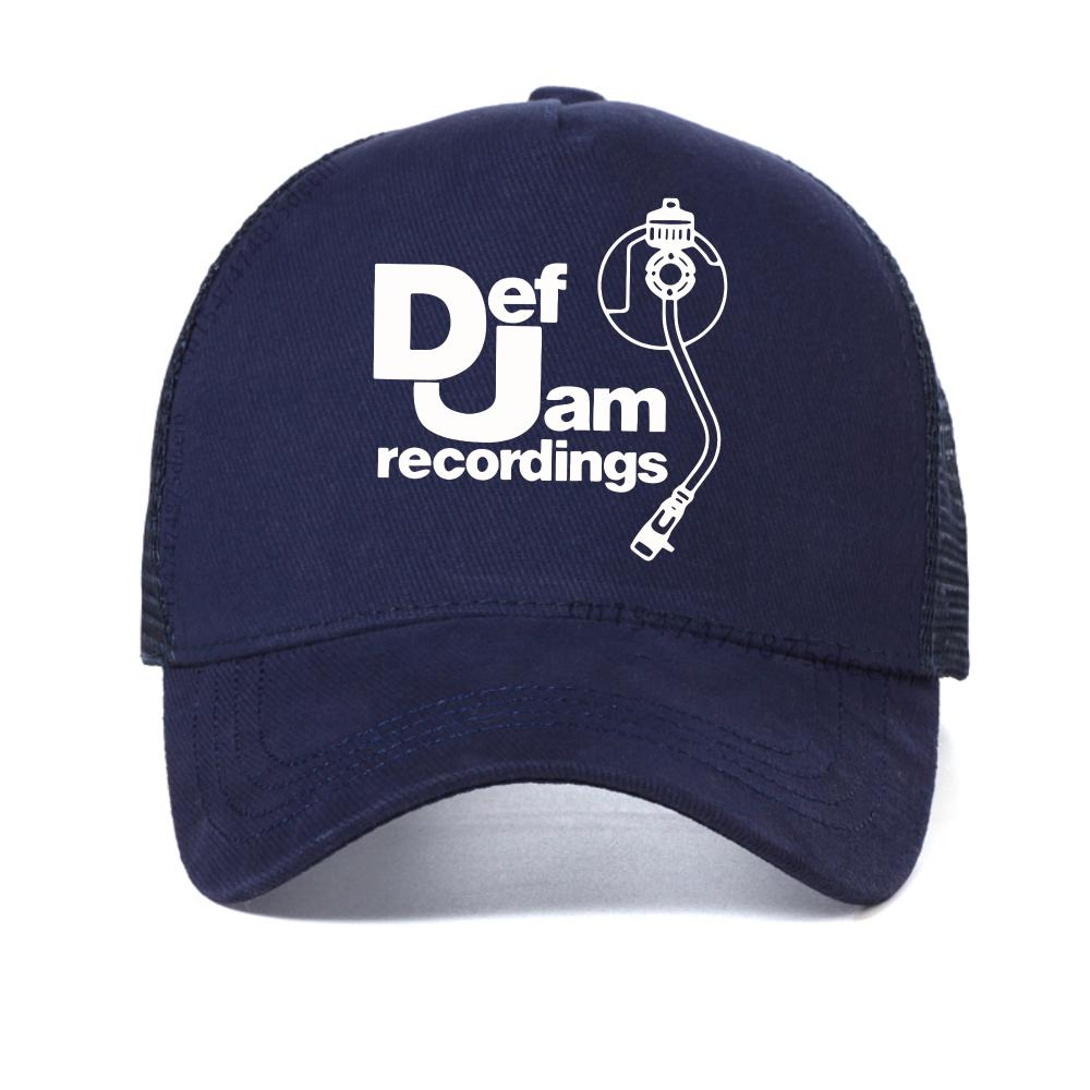 

with DJ Def Jam Recordings baseball cap Classic Rap Hip Hop hat fashion men women mesh trucker hat casual sun Snapback hats Adjustable темно-синього кольору