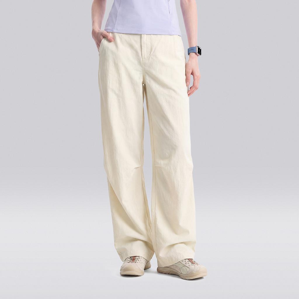 Li Ning Outdoor CF Straight Leg Sports Pants Women bottoms Rice-White AYKW412-3