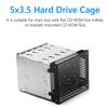 Dovhmoh Storage Expansion Hard Drive Cage, DIY Hard Drive Disk Cage Rack, 5.25-inch to 5x3.5-inch Brackets, with 12cm Fan