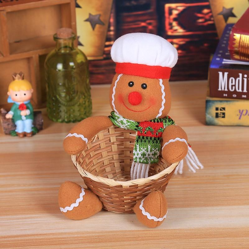 Christmas Home Table Decoration Elk Snowman Santa Claus Candy Basket Food Rack Kids Gift Navidad 2025 New Year Home Party Decors