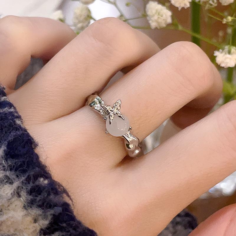 Star Moonstone Irregular Opening Ring Cold Wind Advanced Sense Personality Niche Design Sense Ring Female