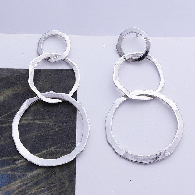 Hollow Round Circle Earrings Creative Stylish Stylish Jewelry Brincos Women Stylish Trendy Punk Geometric Metalized Earrings JewelryFashion Jewelry
